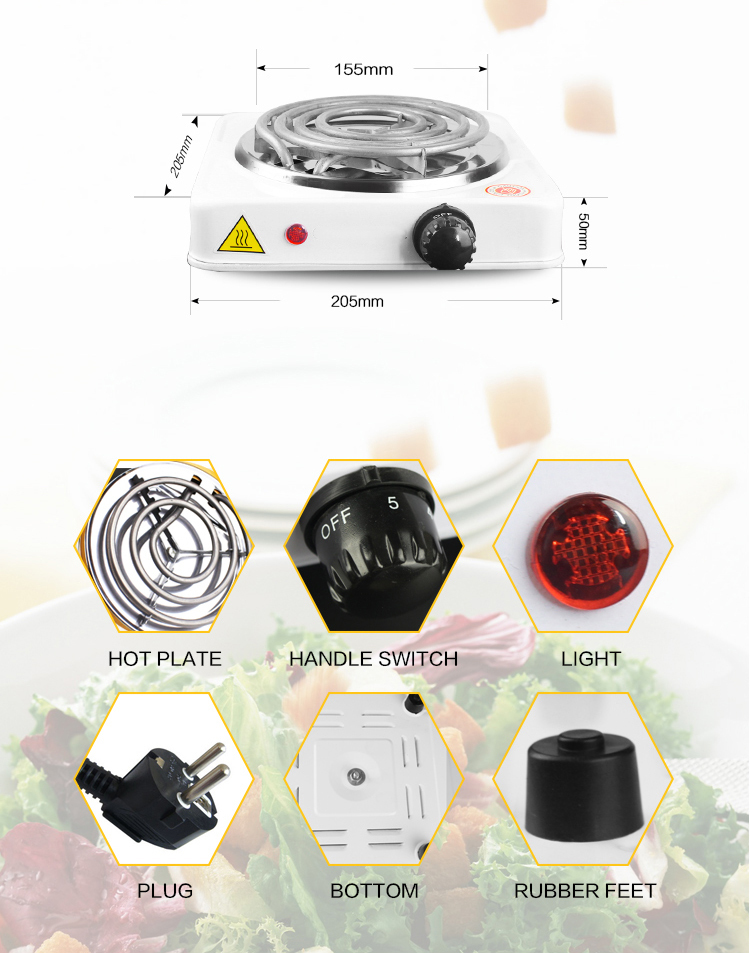 1000W Dual Burner Electric Hot Plate, 5-Level Adjustable Temperature Fast Heating Portable Stove, Compatible with All Cookware for Kitchen