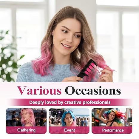 10-color hair dye chalk comb set, perfect for parties/cosplay, safe and washable,