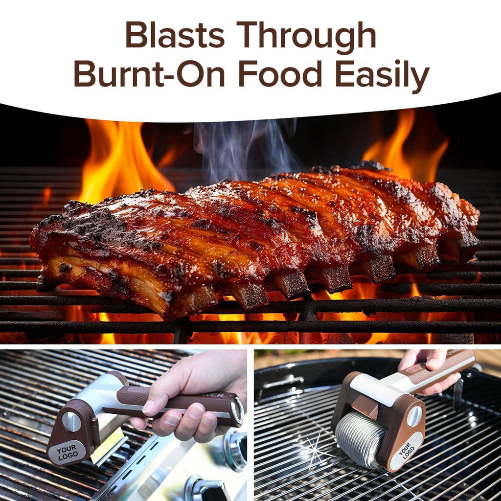 Rechargeable BBQ Cleaning Brush Tool with 350 RPM Stainless Roller