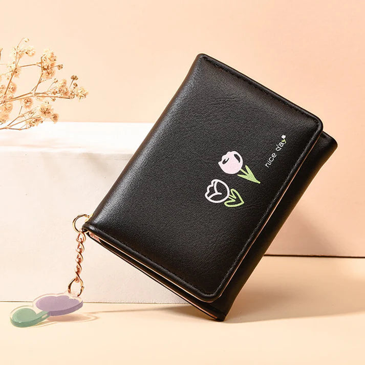 ट्यूलिप फूल मिनी ट्राइफोल्ड वालेट