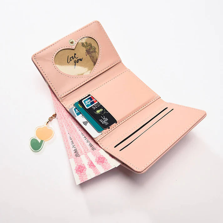 ट्यूलिप फूल मिनी ट्राइफोल्ड वालेट