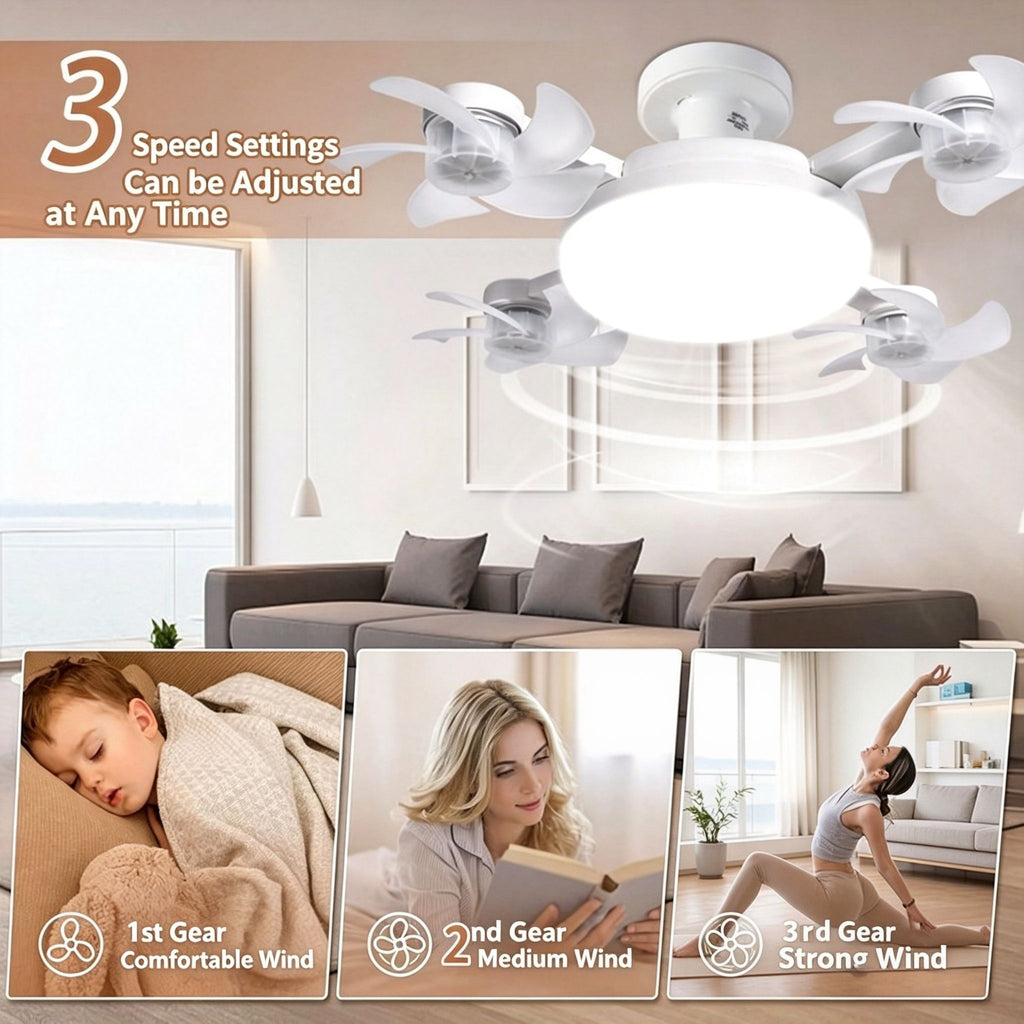 2 in 1 Hanging Folding Ceiling Fan With LED Light Remote