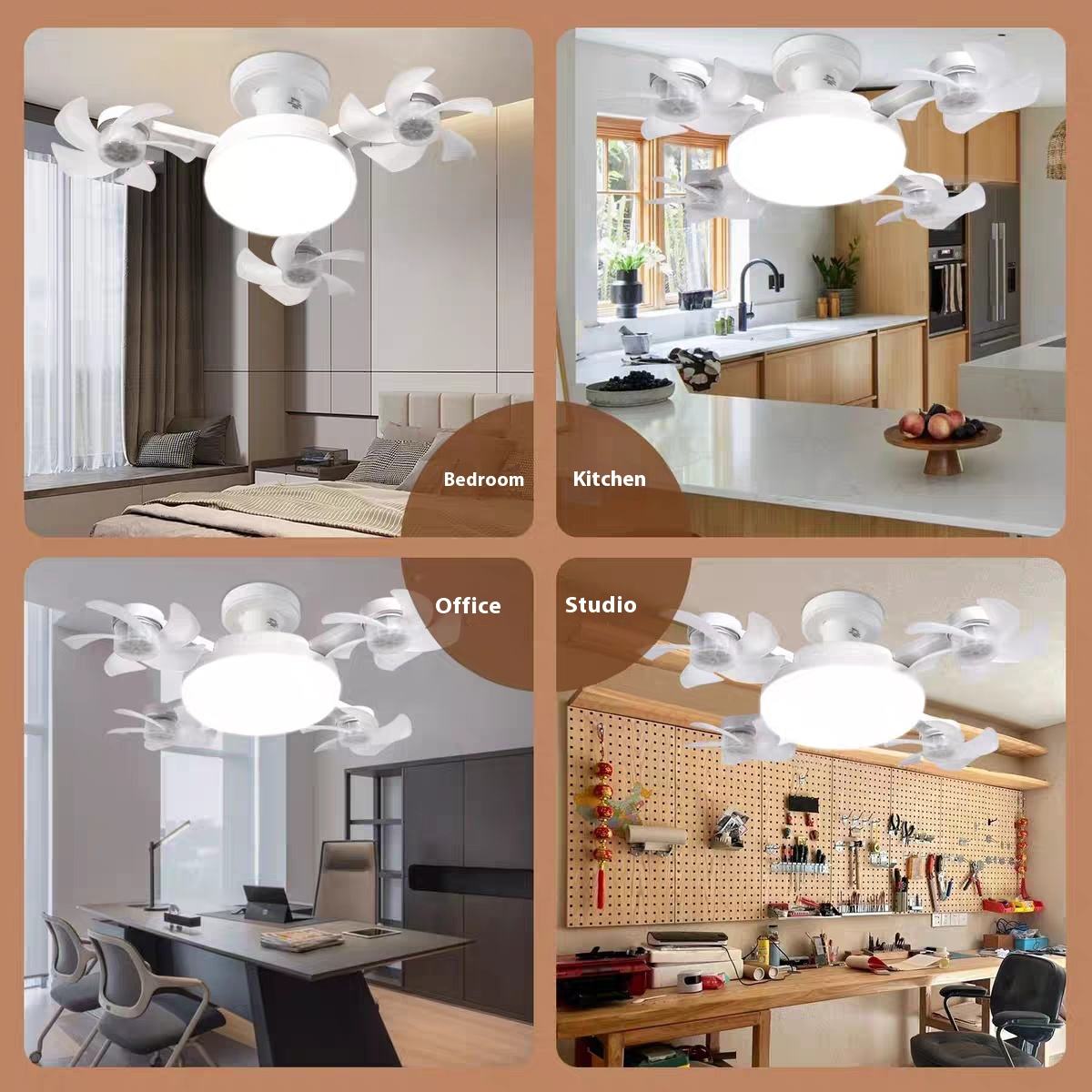 2 in 1 Hanging Folding Ceiling Fan With LED Light Remote