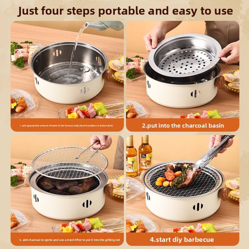 बाहिरी क्याम्पिङ र पिकनिकका लागि बहु-उपयोगी पोर्टेबल बार्बेक्यु ग्रिल।