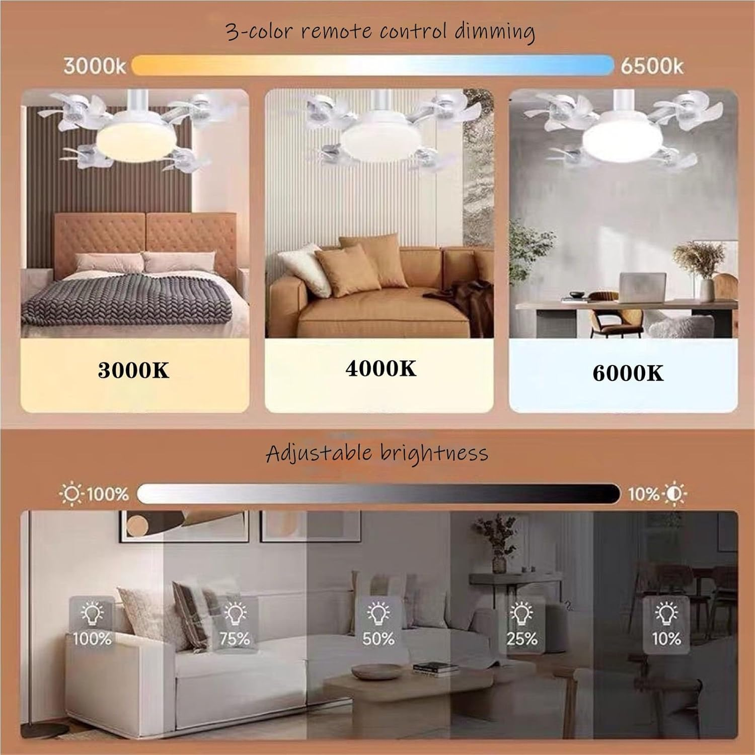 2 in 1 Hanging Folding Ceiling Fan With LED Light Remote