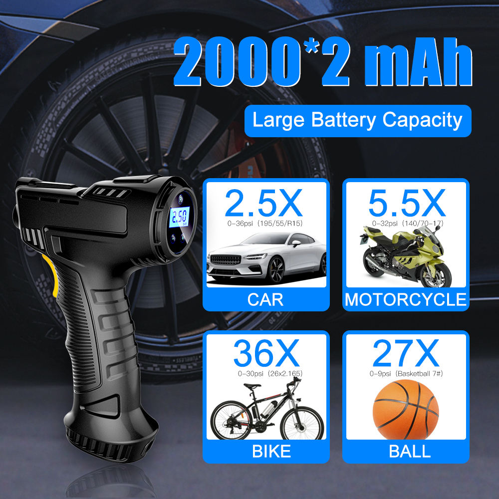 🔥🚗Portable car tire inflator pump