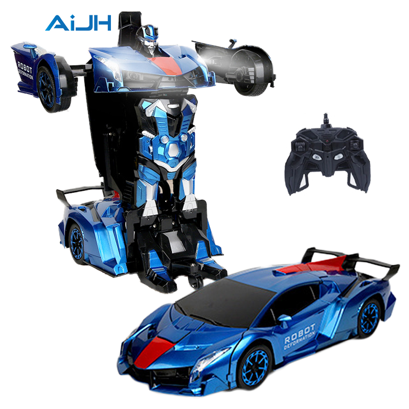 AiJH 2.4GHz RC Transforming Car Robot with 360° Rotation & LED Lights