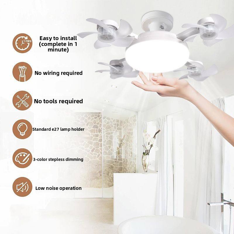 2 in 1 Hanging Folding Ceiling Fan With LED Light Remote