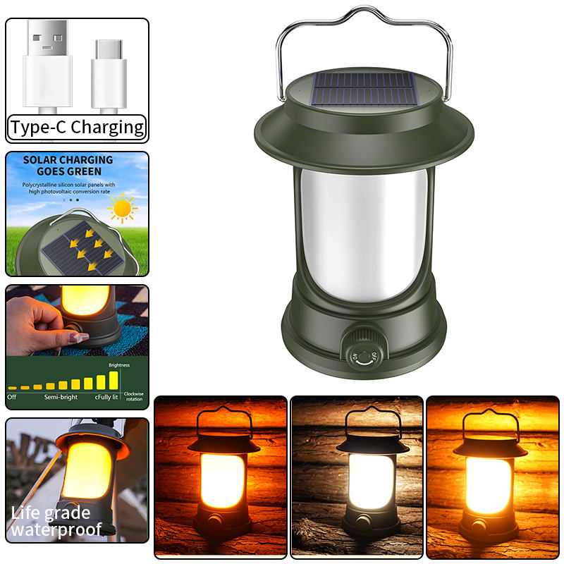 Solar Portable Handheld Vintage Camping Lantern