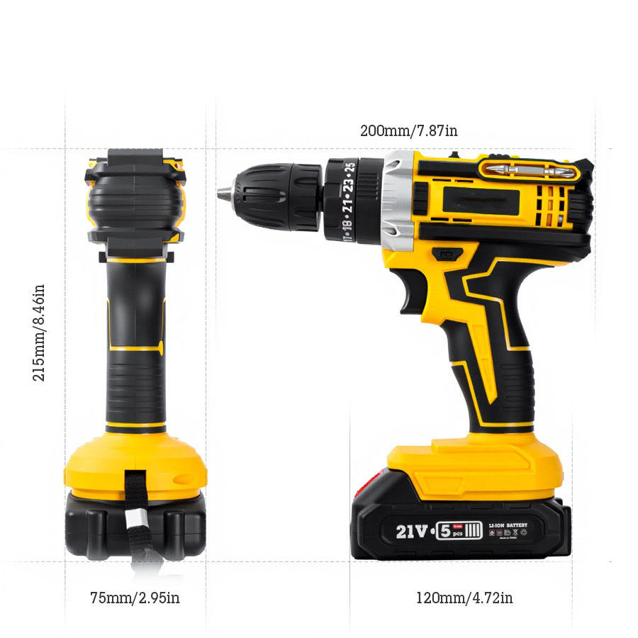 21V Brushless Cordless Lithium-Ion Industrial Grade Power Hammer Drill