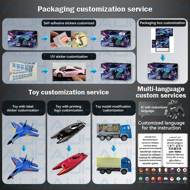 AiJH 2.4GHz RC Transforming Car Robot with 360° Rotation & LED Lights