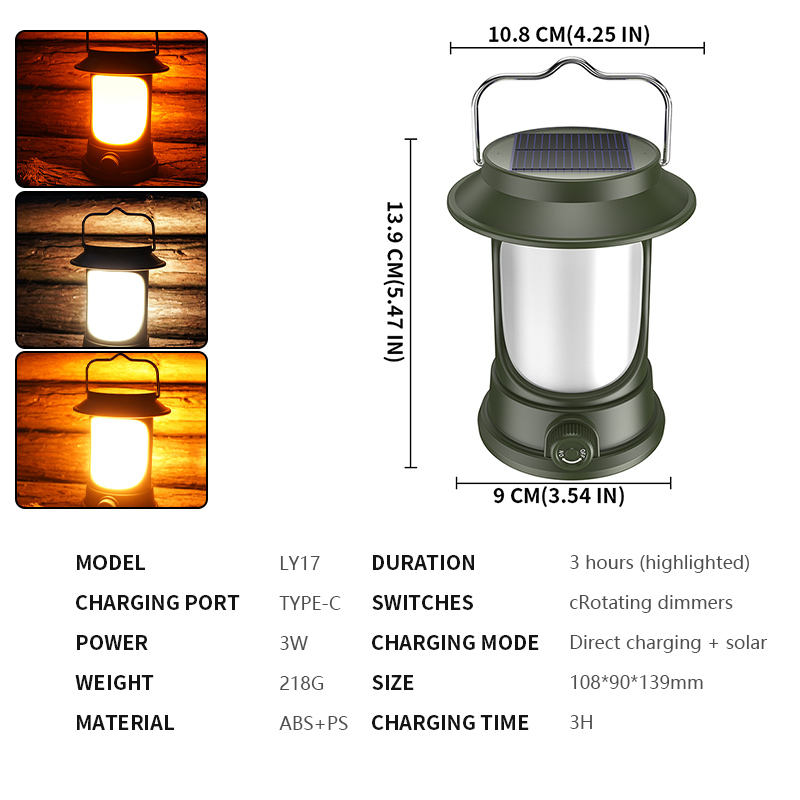 Solar Portable Handheld Vintage Camping Lantern