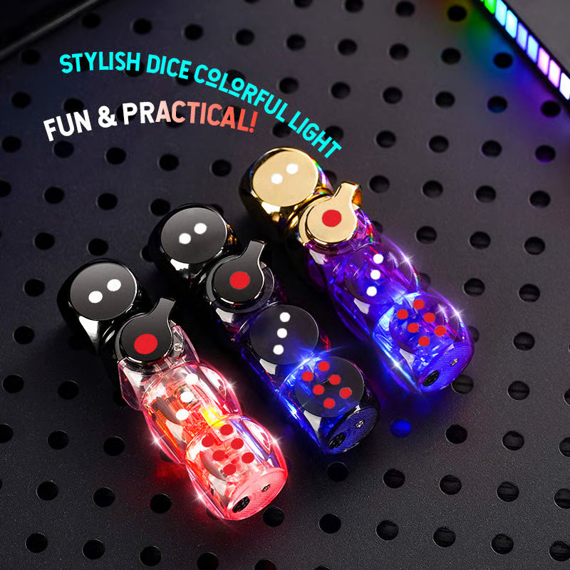 🎲 360° Spinning Dice Lighter 🔥 Windproof Jet Blue Flame, LED, Refillable EDC Gadget