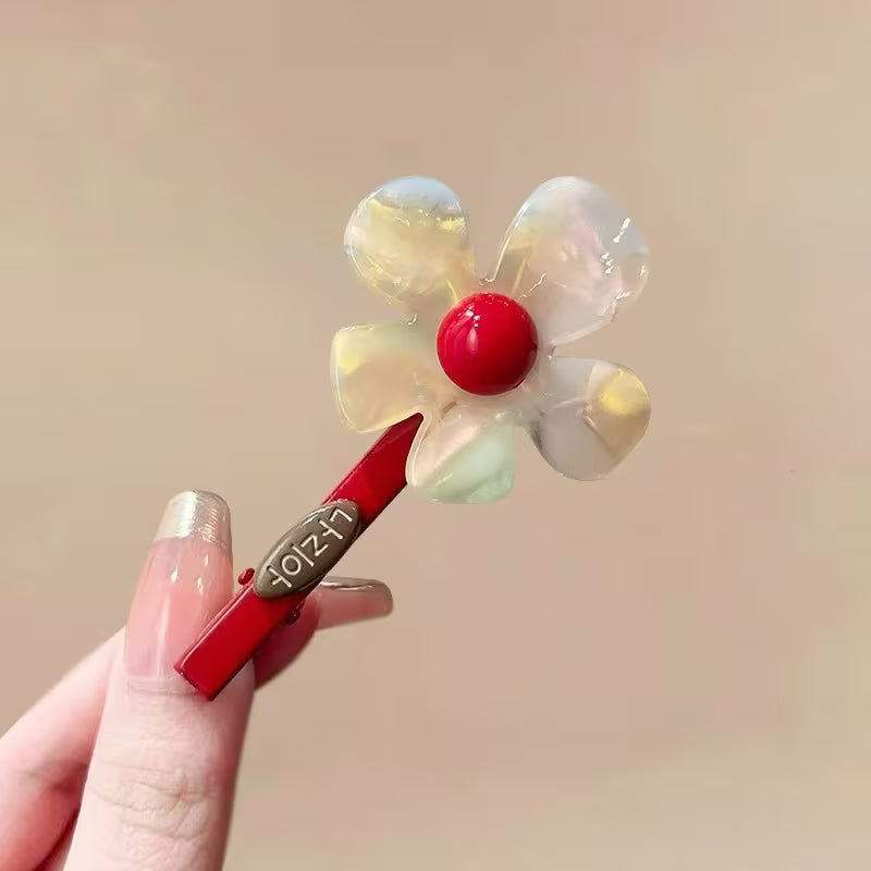 2pcs Colorful Flower Hair Clips