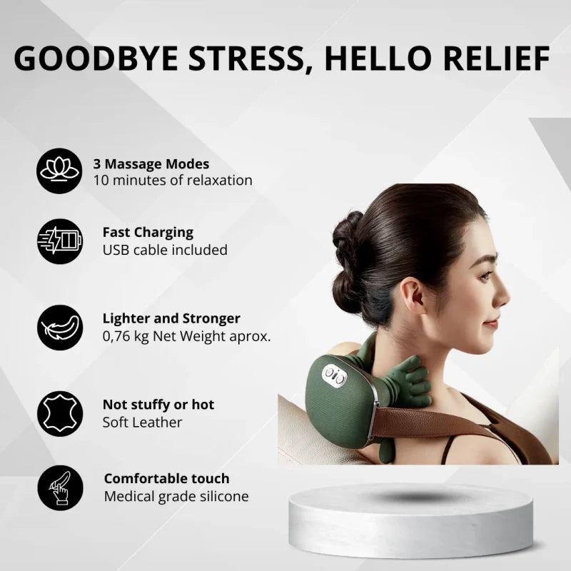 3D Shiatsu Neck & Shoulder Massager with Soothing Heat - Deep Tissue Kneading for Back & Neck Pain Relief