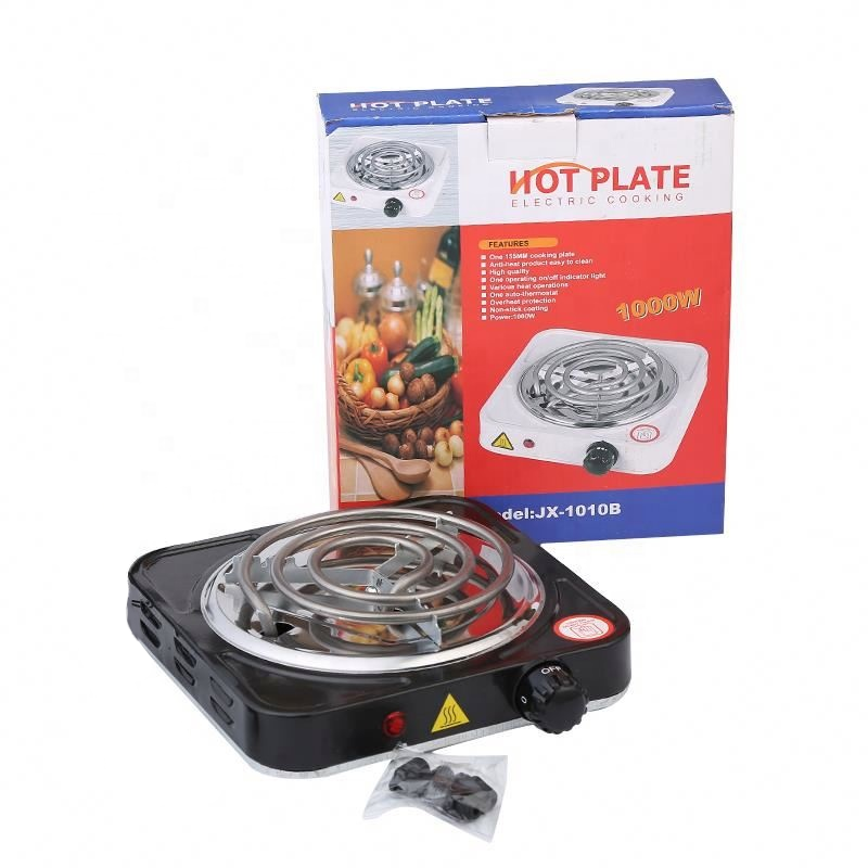 1000W Dual Burner Electric Hot Plate, 5-Level Adjustable Temperature Fast Heating Portable Stove, Compatible with All Cookware for Kitchen