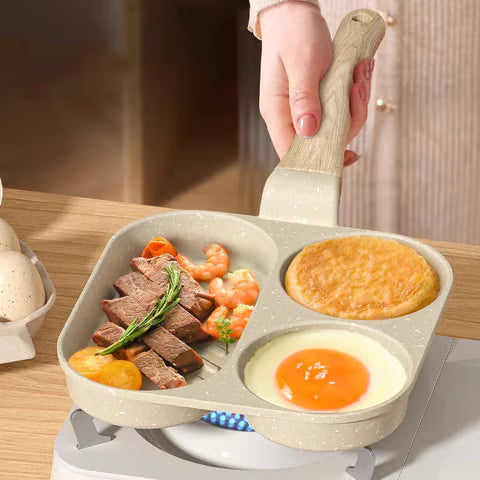 ३-इन-१ ब्रेकफास्ट फ्राइ प्यान - नन-स्टिक, छिटो समान रूपमा तताउने र सजिलै सफा हुने