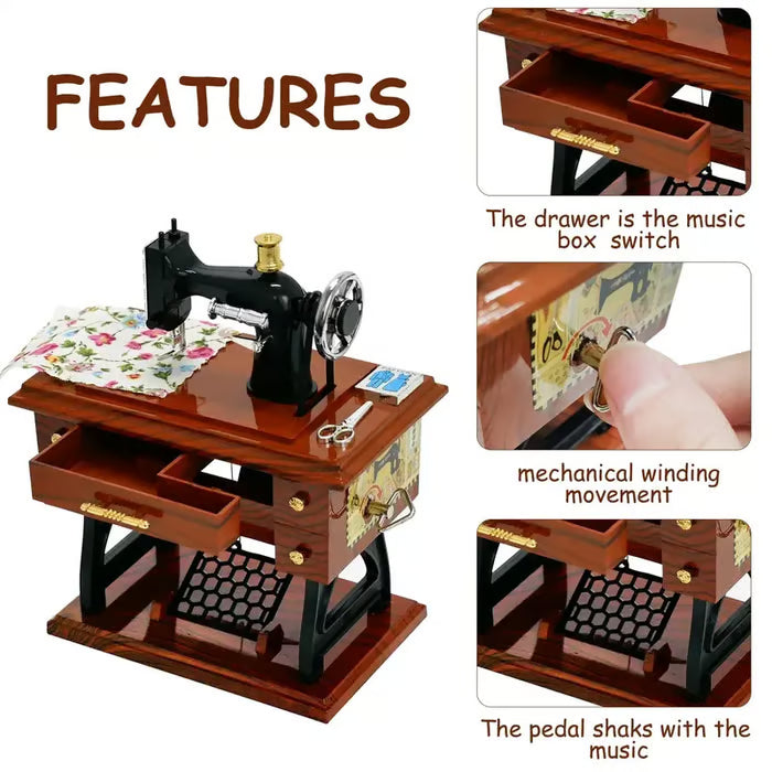 Vintage Mini Sewing Machine Music Box