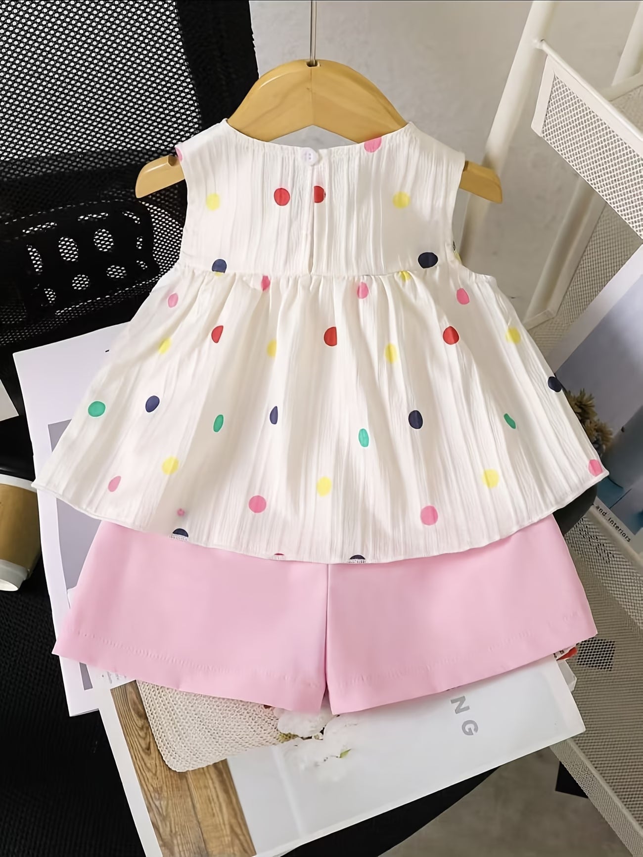 Baby Girl Polka Dot Top & Pink Shorts Set