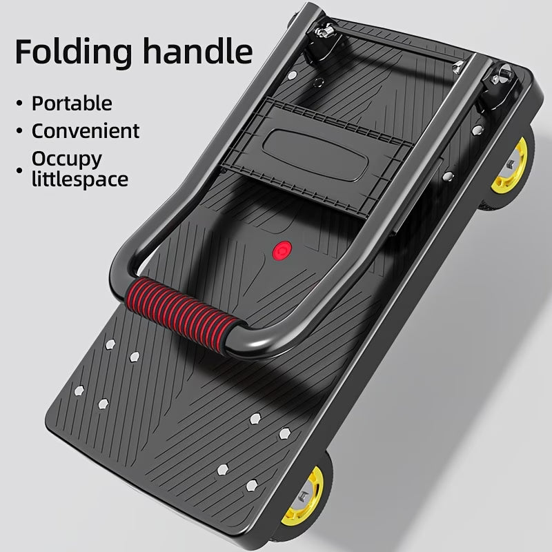 Folding Flat Cart with Silent Wheels And Swivel Wheels for Moving