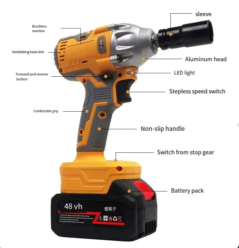 💪Built for Tough Jobs! Electric Impact Wrench + 13pcs Kit🧰🔥