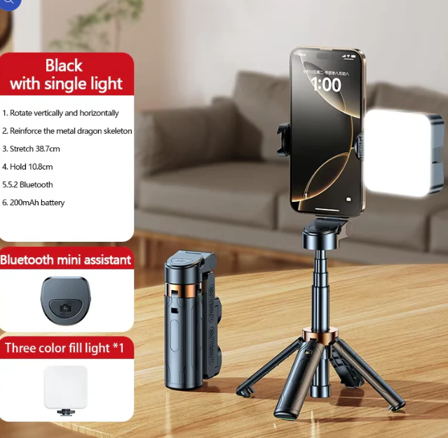 3-in-1 Bluetooth Selfie Stick & Tripod – Snap, Stream, Create Anywhere!