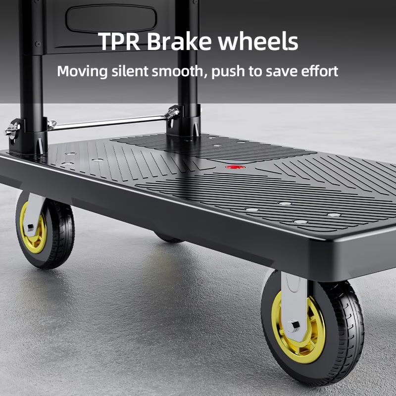 Folding Flat Cart with Silent Wheels And Swivel Wheels for Moving