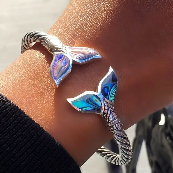 💖 Hot Sale⇝ Silver Mermaid Tail SS Bangle Bracelet