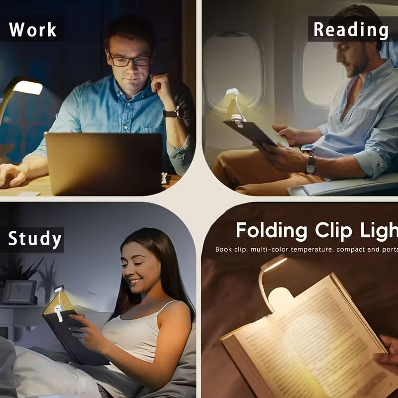 3-Color Temperature Adjustable Portable Clip Reading Light