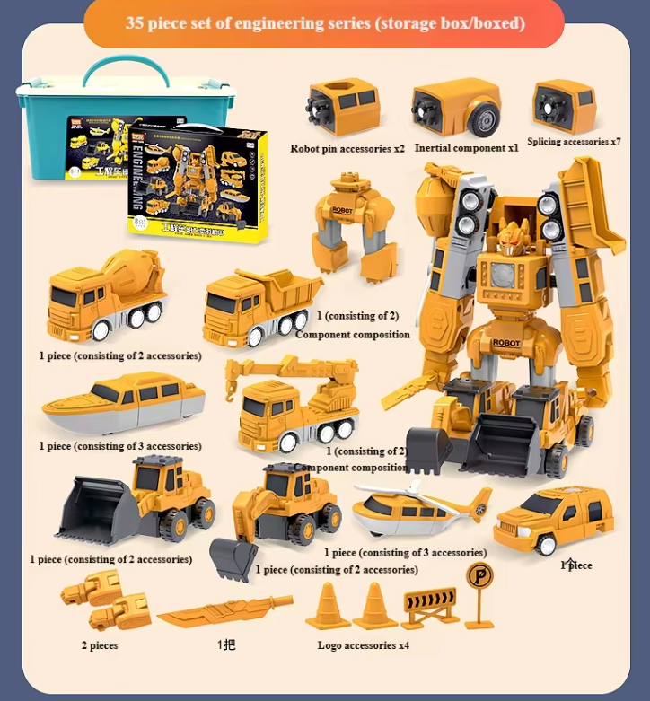 रूपान्तरणयोग्य इन्जिनियरिङ्ग गाडी जम्मा गरिने खेलौना