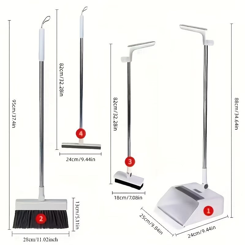 3-In-1 Broom with Dustpan Combo Set
