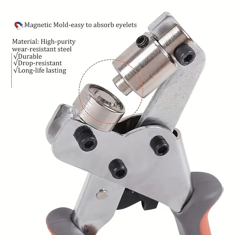 ५०० पीस हेभी-ड्युटी ग्रोमेट टूल किट, ह्यान्डहेल्ड प्रेस र होल पञ्चसहित।