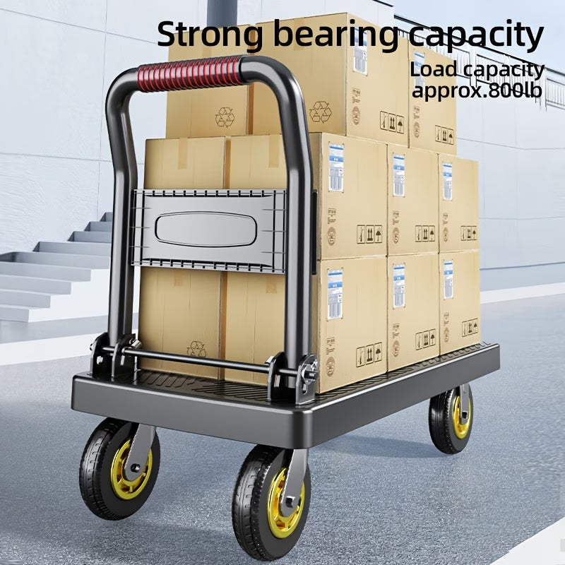 Folding Flat Cart with Silent Wheels And Swivel Wheels for Moving