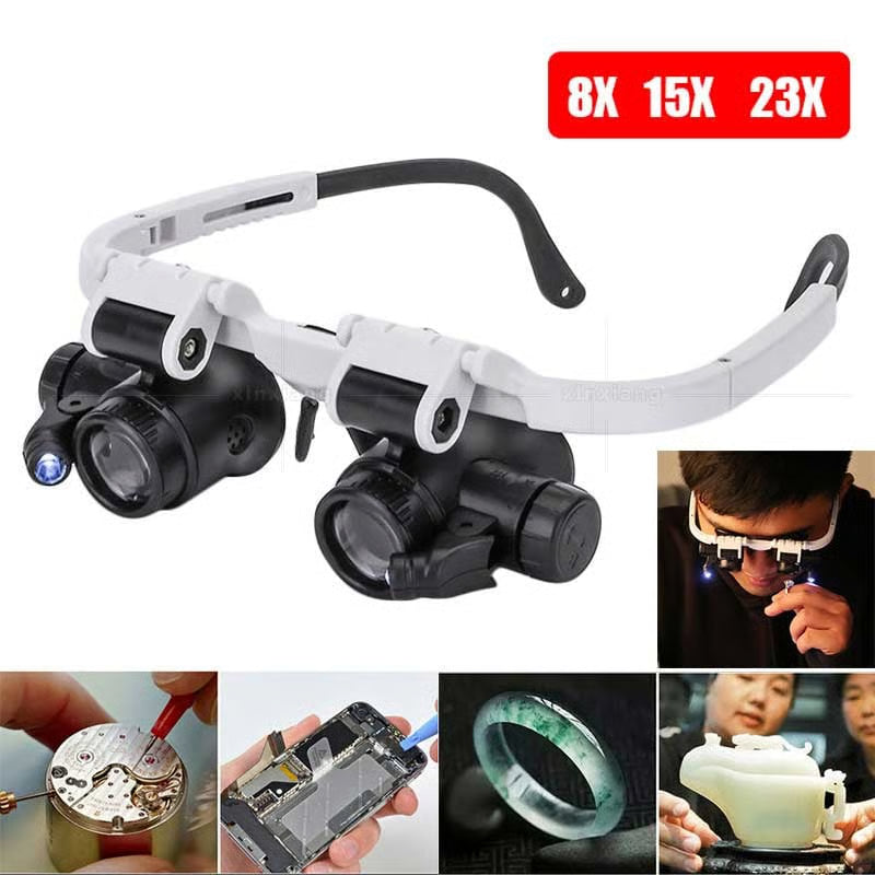 🎁👓 Head Wearing Magnifying Glass with LED Light Headband