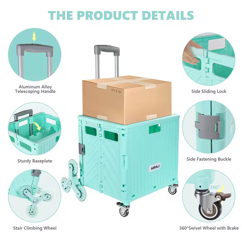 एयराज फोल्डेबल शपिङ बास्केट र ट्रली – किनमेल र क्याम्पिङका लागि