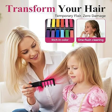 10-color hair dye chalk comb set, perfect for parties/cosplay, safe and washable,