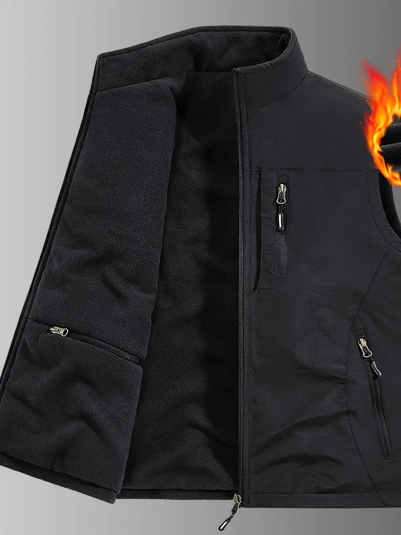 गाढा फ्लीस अस्तरयुक्त पुरुषहरूको क्याजुअल ज्याकेट – बहुपॉकेट डिजाइनसहित