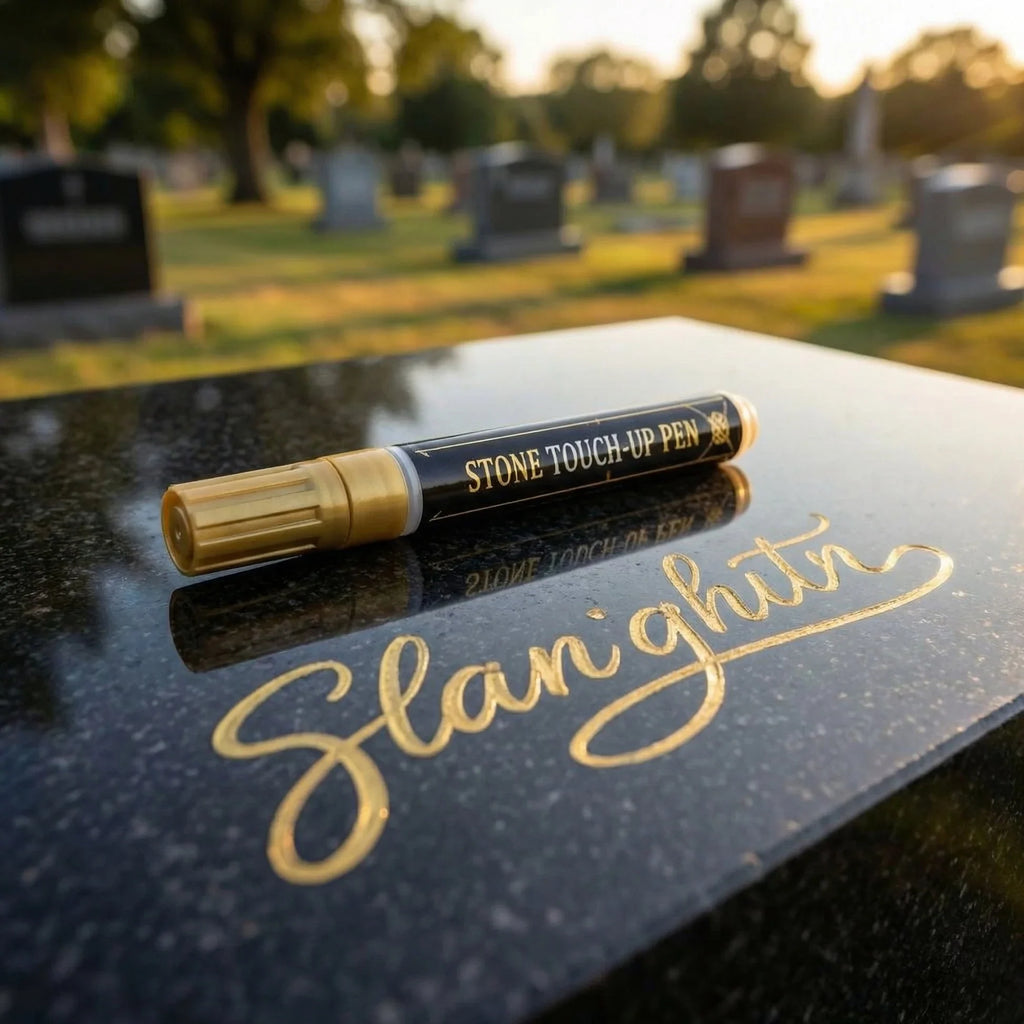 💛 Golden Tombstone Marker – Restore Names & Dates, Weatherproof & Precise ✍️🕊️