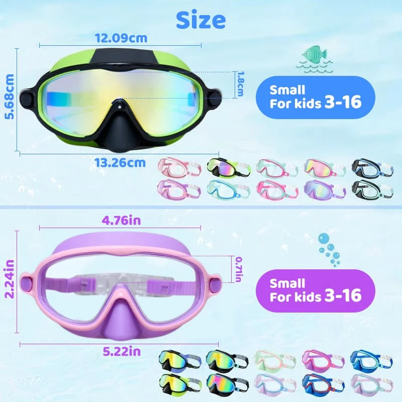 🏊‍♀️HD children's large frame waterproof and anti-fog swimming goggles