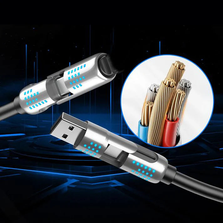 4-in-1 Fast Charging Data Cable with Breathing Light