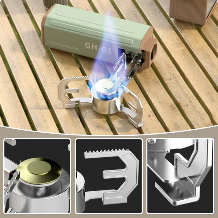 क्यासेट फोल्डिङ पोर्टेबल हावाबाट सुरक्षित ब्युटेन क्याम्पिङ स्टोभ