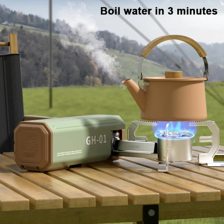 क्यासेट फोल्डिङ पोर्टेबल हावाबाट सुरक्षित ब्युटेन क्याम्पिङ स्टोभ