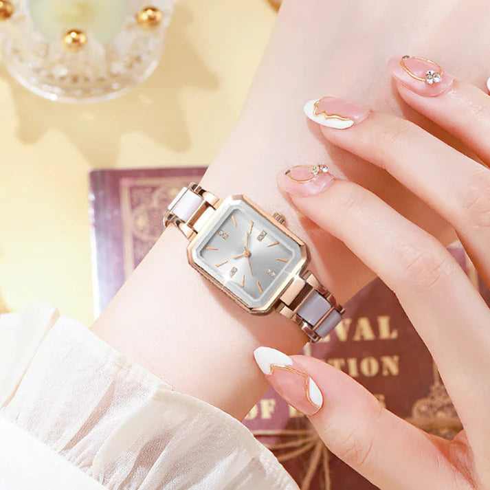 ⌚महिलाको फेसनेबल आयताकार क्वार्ट्ज घडी