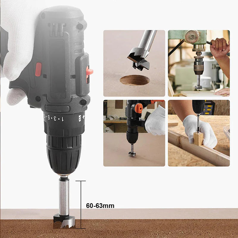 3-in-1 Anti-Slip Hex Shank Wood Hole Saw Kit