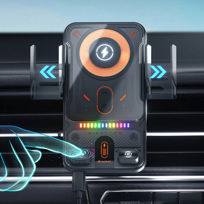 Smart 2-in-1 Automatic Rotating Car Phone Holder and Wireless Charger