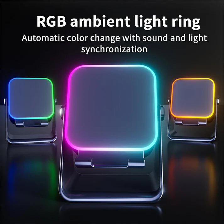 5-in-1 Wireless Induction Bluetooth Speaker with Adjustable Phone Stand