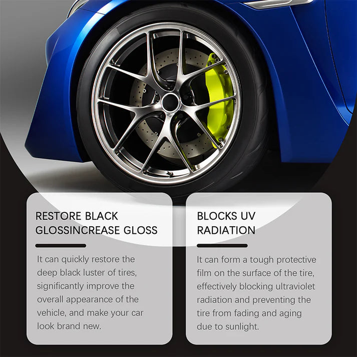 ✨ Tire wax – restores black gloss, blocks UV, repels dirt