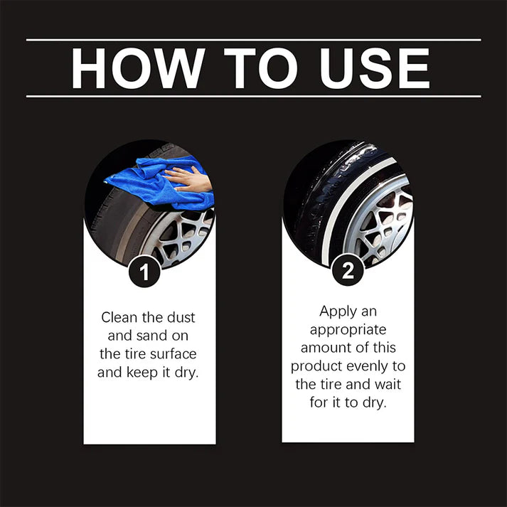 ✨ Tire wax – restores black gloss, blocks UV, repels dirt