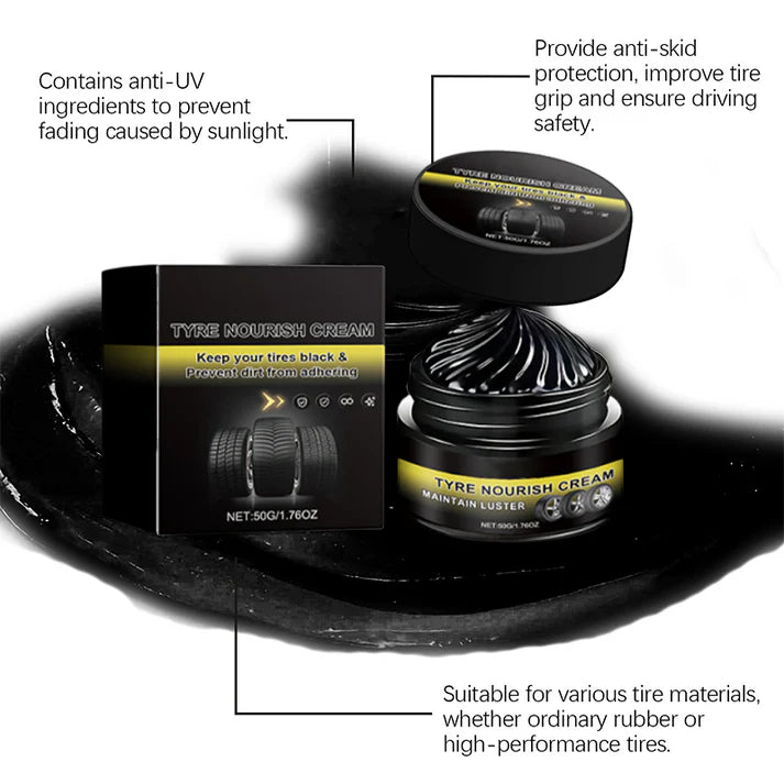 ✨ Tire wax – restores black gloss, blocks UV, repels dirt