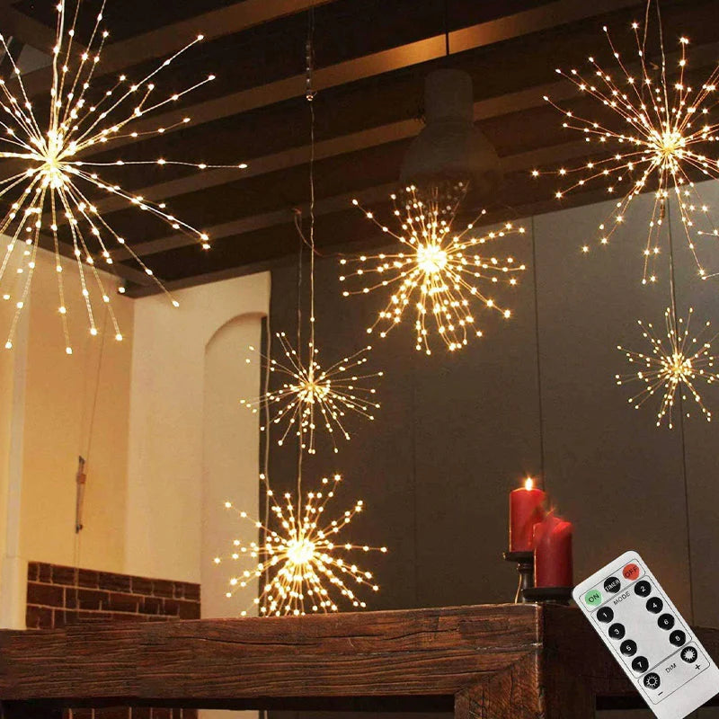 5pcs Solar Powered Hanging Fireworks Lights